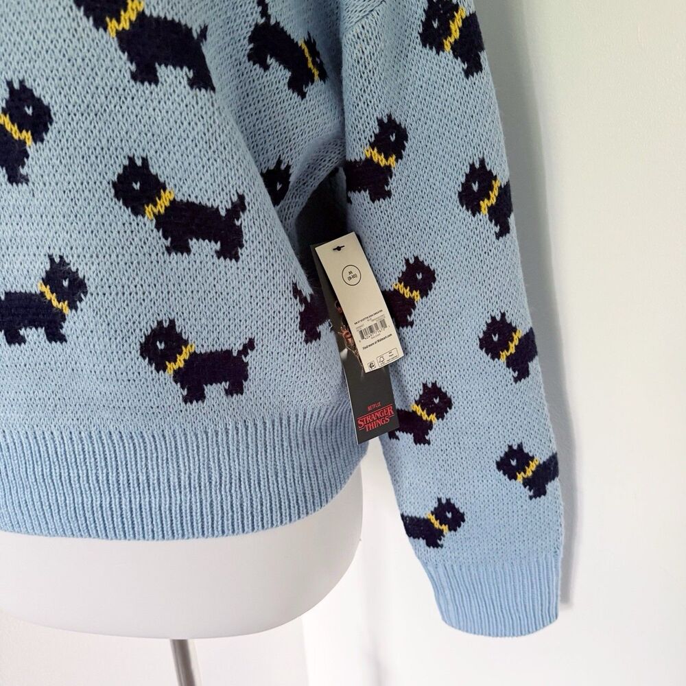 NEW Womens Blue No Boundaries Scottie Dog Stranger Things Sweater Size M (8-10) - Picture 3 of 12